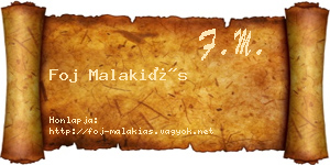 Foj Malakiás névjegykártya